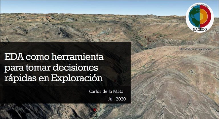 Diagrama de EDA que muestra la distribución estadística de los datos geoquímicos.