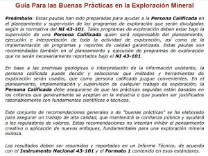 Exploración minera en campo, siguiendo buenas prácticas según el NI 43-101.