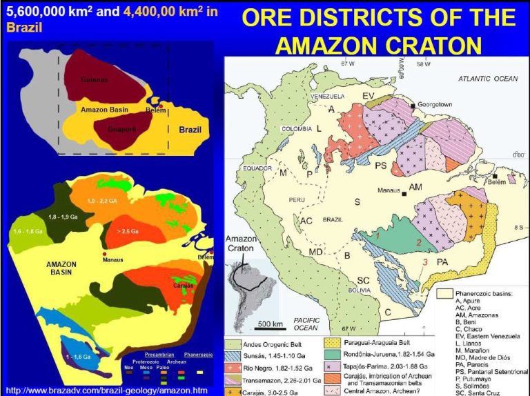 Afloramiento de roca con intensa alteración hidrotermal, característica de la mineralización epitermal de alta sulfuración en la Provincia Aurífera de Tapajós.