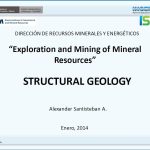 Esquema estructural de fallas y deformaciones geológicas en la exploración minera.