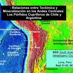 Mapa de los Andes Centrales con la ubicación de los principales pórfidos cupríferos.