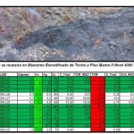 Muestra de roca con mineralización de oro en grafito.