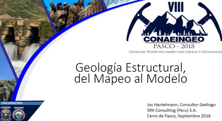 Modelo estructural tridimensional generado por el software Leapfrog, representando las fallas y pliegues de una mina en Perú