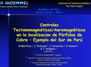 Mapa de anomalías aeromagnéticas en el sur de Perú, destacando la correlación con estructuras geológicas.