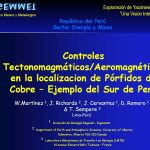 Mapa de anomalías aeromagnéticas en el sur de Perú, destacando la correlación con estructuras geológicas.