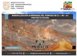 Vista panorámica del Proyecto Ocaña, mostrando la infraestructura del campamento y la topografía de la zona.