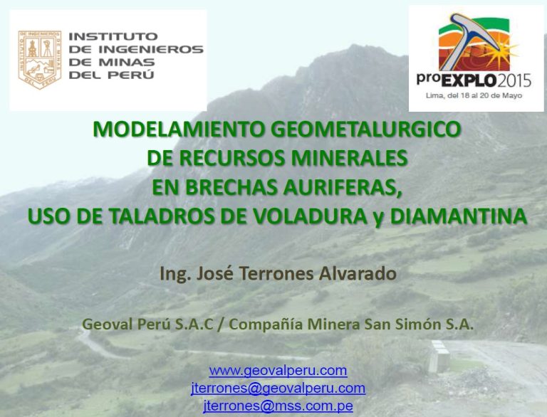 Representación gráfica del modelo geometalúrgico en un yacimiento de brechas auríferas.