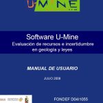 Interfaz del software U-Mine mostrando un modelo 3D de un depósito mineral.