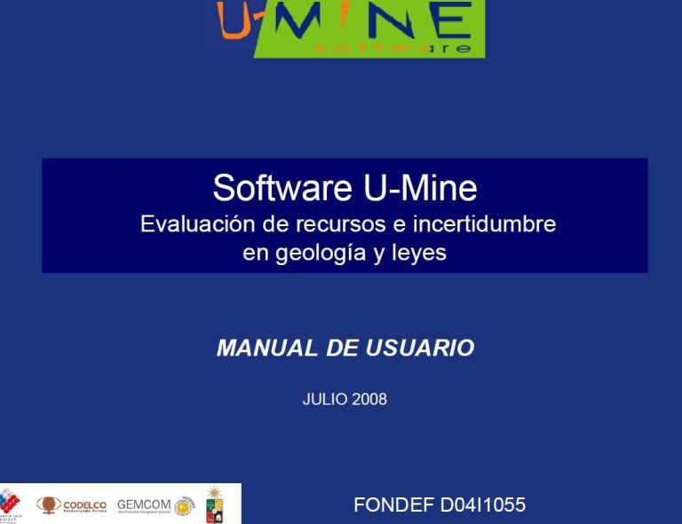 Interfaz del software U-Mine mostrando un modelo 3D de un depósito mineral.