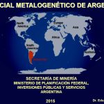 Mapa de Argentina destacando las regiones con alto potencial metalogenético.