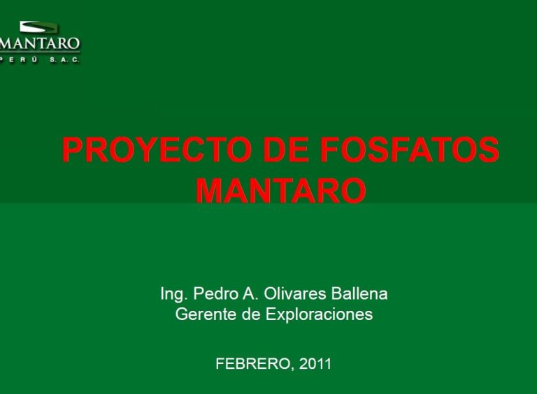 Mapa geológico del Proyecto Fosfatos Mantaro, mostrando la ubicación del yacimiento, las formaciones geológicas y las estructuras tectónicas.