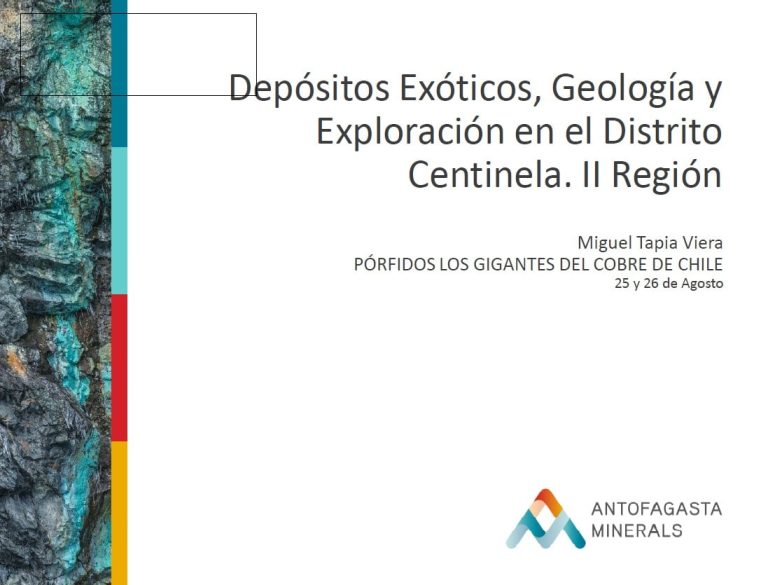 Mapa geológico del Distrito Minero Centinela (DMC) mostrando la ubicación de los principales depósitos exóticos de cobre.