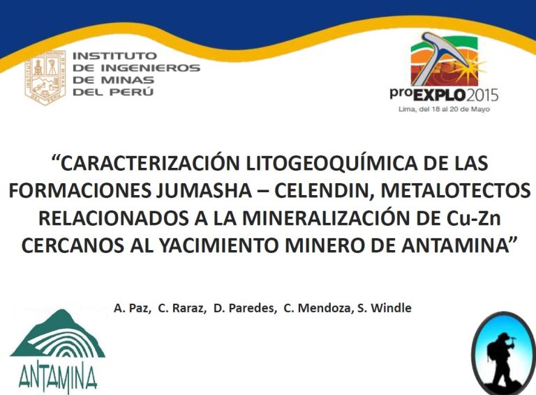 Mapa geológico del área de estudio, mostrando la ubicación de las formaciones Jumasha y Celendín, cerca al yacimiento minero de Antamina.