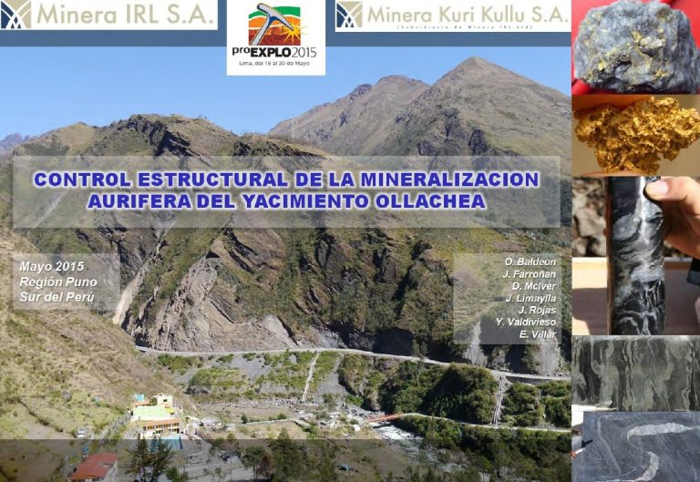 Vista panorámica del depósito Ollachea, mostrando las principales estructuras geológicas y la ubicación de la zona mineralizada Minapampa.