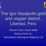 Mapa geológico del distrito Igor-Sayapullo que muestra la ubicación de los principales proyectos de oro, las características geológicas y los resultados de la exploración.