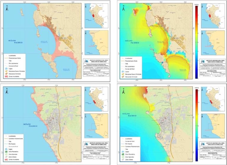 Mapa de la región norte del Perú mostrando la variación del espesor de la corteza terrestre, con colores que representan diferentes rangos de profundidad.