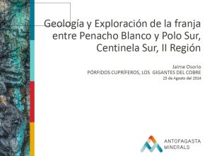 Mapa geológico del Distrito Minero Centinela (DMC) mostrando la ubicación de los principales pórfidos cupríferos.