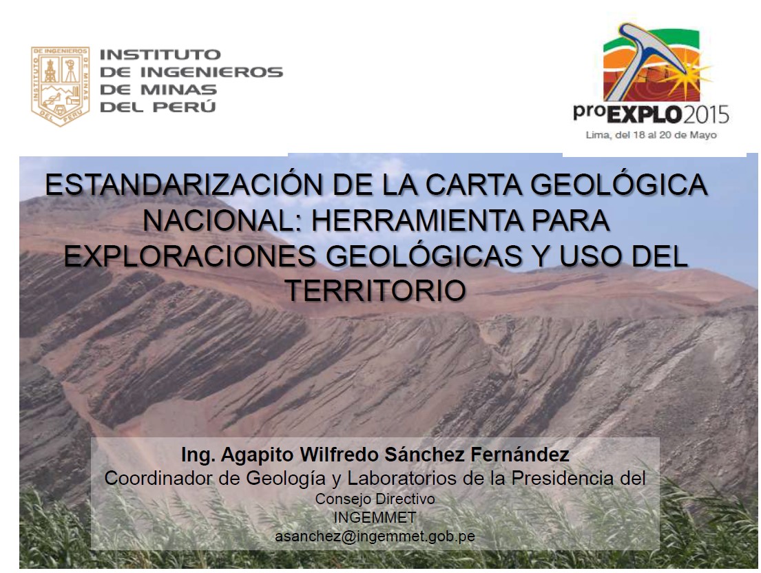 Diagrama que ilustra la estructura estandarizada de las etiquetas para la nomenclatura de unidades geológicas en la Carta Geológica Nacional del Perú.