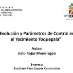 Sección geológica central de la mina Toquepala que muestra la distribución de diferentes unidades litológicas y el límite de la mineralización de cobre.