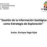 Diagrama que ilustra el flujo de trabajo en la gestión de información geológica para la exploración minera.