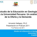 Diagrama que muestra la metodología utilizada para el estudio de la educación en geología en Perú.