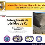 Portada del curso 'Petrogénesis de Pórfidos de Cu' impartido por el Dr. Osvaldo M. Rabbia en la Universidad Nacional Mayor de San Marcos, Lima, Perú, en mayo de 2015.