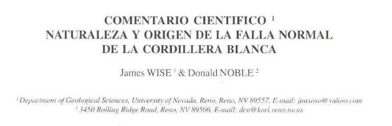 Esquema de la Falla Normal de la Cordillera Blanca y su relación con el Batolito de la Cordillera Blanca.