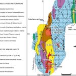 Mapa Metalogenético del Perú 2008, mostrando las 25 franjas metalogenéticas.