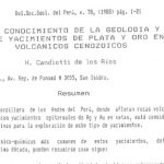 Mapa geológico de la Cordillera de los Andes en el Perú, mostrando la distribución de rocas volcánicas Cenozoicas y la ubicación de yacimientos epitermales de plata y oro.