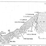 Plano geológico del yacimiento polimetálico de Sayapullo, mostrando la ubicación de las vetas principales y la estructura geológica.