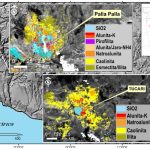 Mapas de alteración hidrotermal en el prospecto Palla Palla y la mina Tucari.