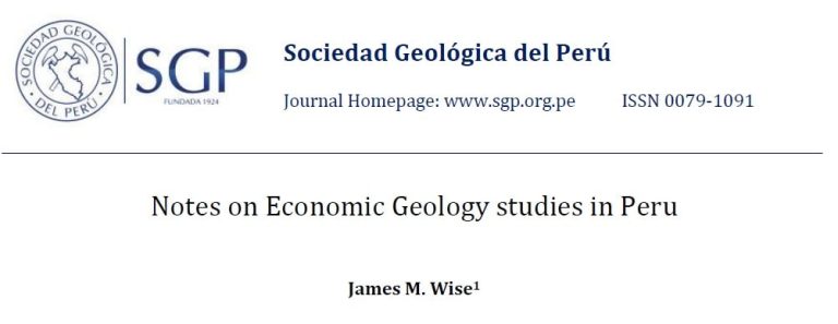 Gráfico comparativo de publicaciones sobre yacimientos minerales en Perú por año en Economic Geology, Boletín de la Sociedad Geológica del Perú y resúmenes de congresos. Muestra la evolución de la investigación geológica en el país desde 1910 hasta la actualidad, destacando los períodos Formativo, Nacional y Privatizado.