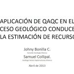 Diagrama de flujo del proceso de QAQC en la estimación de recursos geológicos.