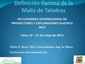 Gráfico que muestra la relación entre el CutOff (TCu %) y la malla de perforación en el estudio de optimización de la malla de perforaciones en Escondida.
