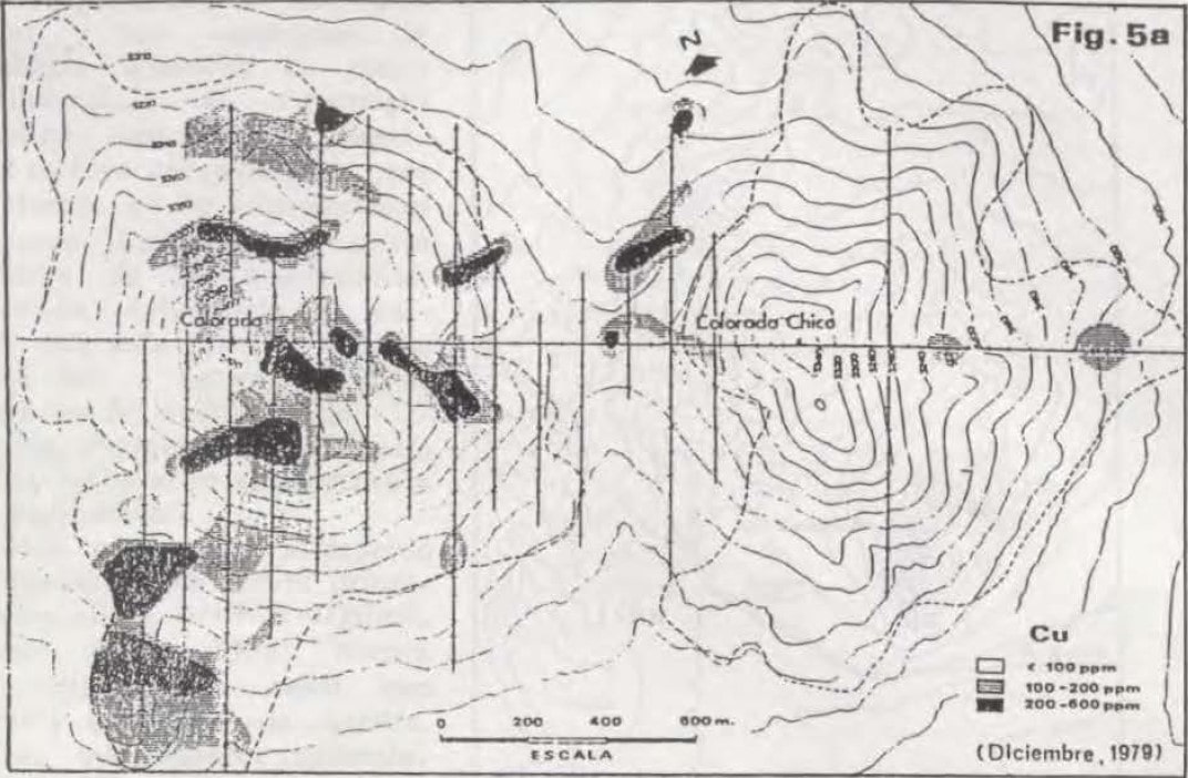 Sección geológica del yacimiento Escondida mostrando la ubicación del horizonte de calcosina supérgena.