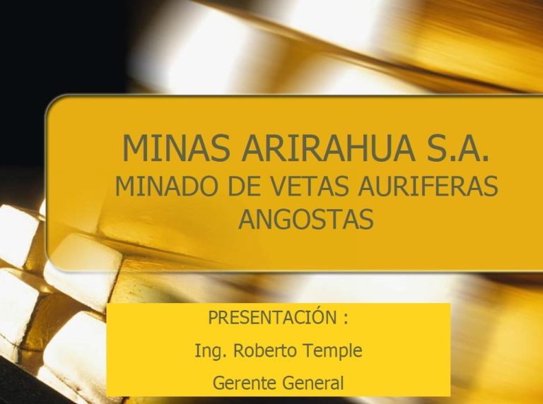 Mapa geológico regional del yacimiento de Minas Arirahua S.A., mostrando la distribución de las unidades geológicas y las principales estructuras mineralizadas.