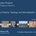 Columna estratigráfica detallada del sector Sulfuro del Proyecto Don Nicolás, que muestra la secuencia de unidades litológicas volcánicas y la interpretación de los procesos geológicos que las formaron.