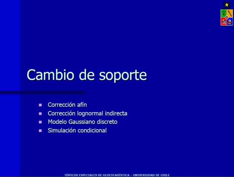 Gráfico que muestra la distribución de bloques y la varianza de dispersión en el método de cambio de soporte.