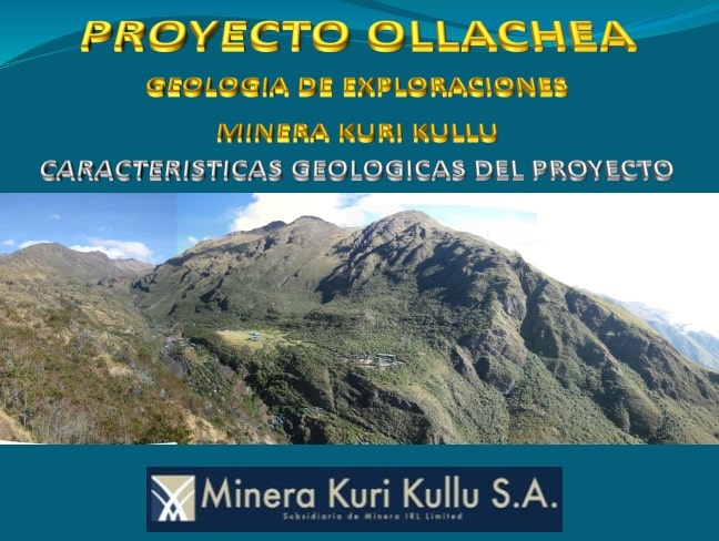 Mapa de la distribución de los cuerpos mineralizados por niveles en el Proyecto Ollachea.