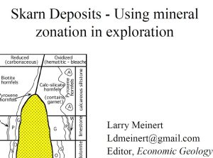 Zonación mineral en un depósito skarn.