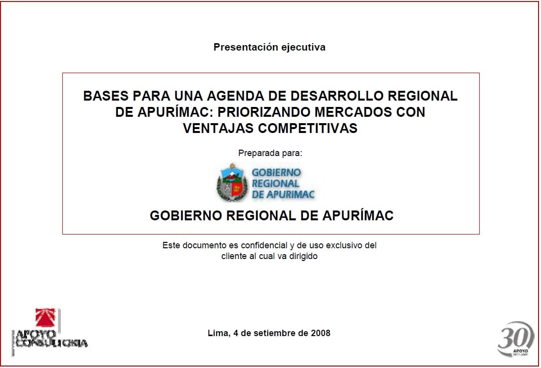 Mapa de Apurímac destacando las oportunidades de inversión en sectores clave.