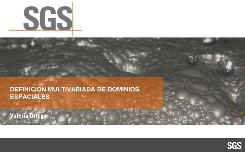 Diagrama de flujo mostrando las cinco etapas de la definición multivariada de dominios espaciales en un contexto geometalúrgico, desde la definición inicial hasta la generación de modelos espaciales.