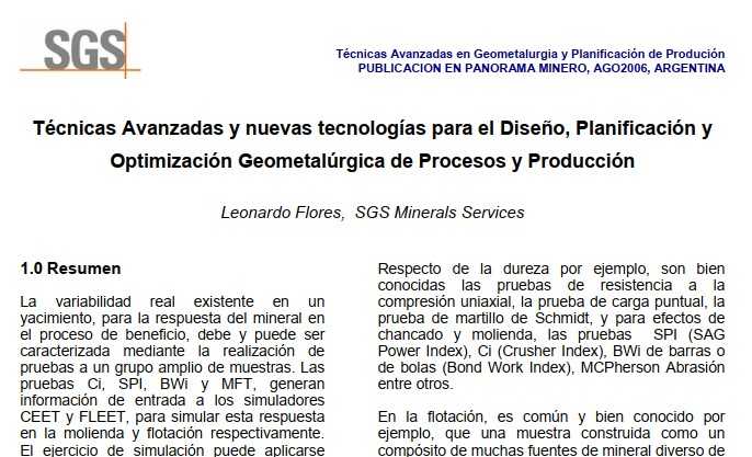 Diagrama que ilustra el flujo de trabajo de la geometalurgia avanzada, mostrando la conexión entre la caracterización del mineral mediante pruebas (dureza y flotación) y la simulación de procesos (molienda y flotación) para optimizar la planificación de la producción minera.