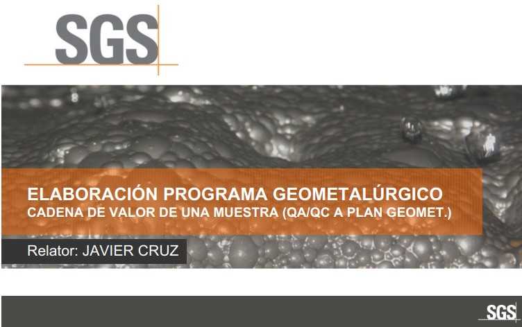 Diagrama de la cadena de valor QA/QC para programas geometalúrgicos.