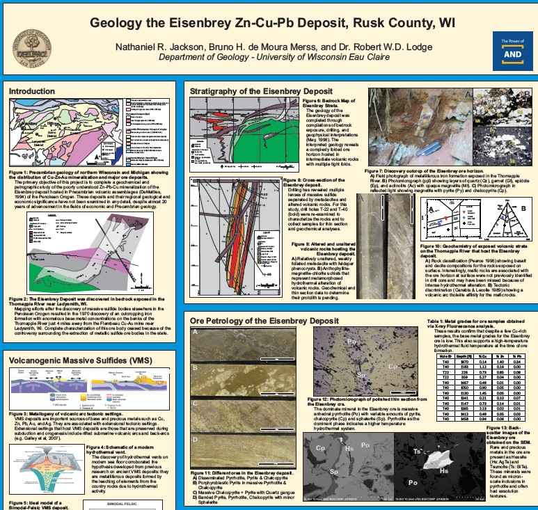 Ilustraciones geológicas del depósito Eisenbrey Zn-Cu-Pb en Wisconsin.