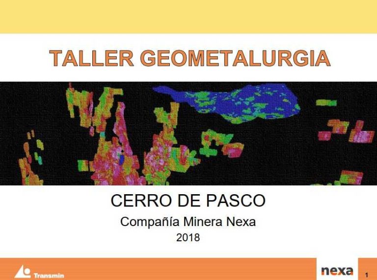 Portada del taller de geometalurgia de Nexa en Cerro de Pasco, 2018.
