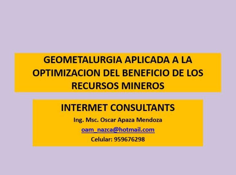 Geometalurgia Aplicada a la Optimización del Beneficio de los Recursos Mineros