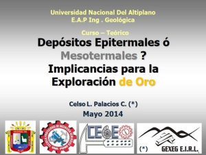 Diagrama comparativo de las características de los depósitos epitermales y mesotermales (orogénicos) de oro.