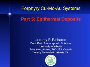Ejemplos de ambientes fumarólicos y depósitos epitermales.