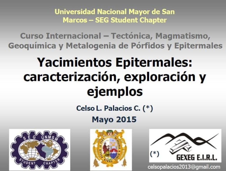 Diagrama ilustrativo de un yacimiento epitermal mostrando zonas de alteración y mineralización aurífera y argentífera.